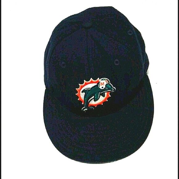 Reebok NFL Miami Dolphins Navy Embroidered Baseball Cap Sports Athleisure - Picture 1 of 9